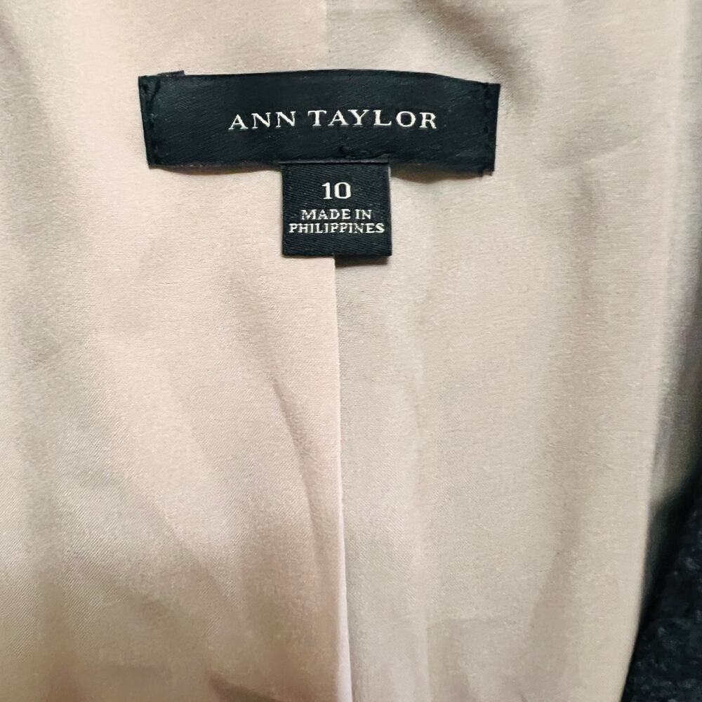 Ann Taylor Wool Blend Tuxedo Style Open Front Colorblock Blazer Sz 10 Gray Black - Picture 5 of 10